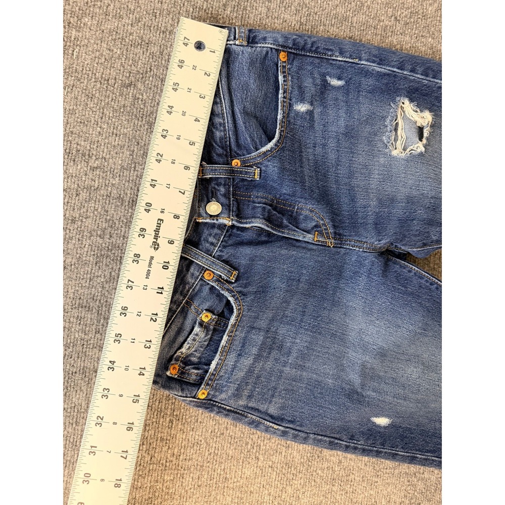 Vintage Levi's 501 T Womens Tapered Jeans 26x28 Medium Wash Distressed Button Fl - Picture 10 of 16